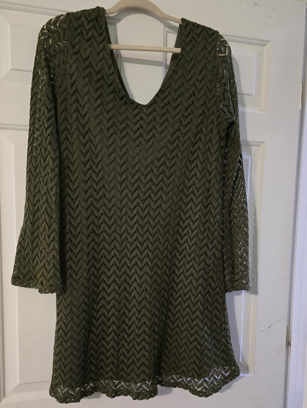 Maurices Olive Green Crochet V-Neck Women’s Dress